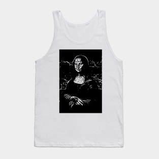 Evil Monalisa | Leonardo da Vinci line art | Black pop art Tank Top